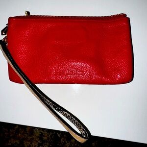 Red leather clutch
